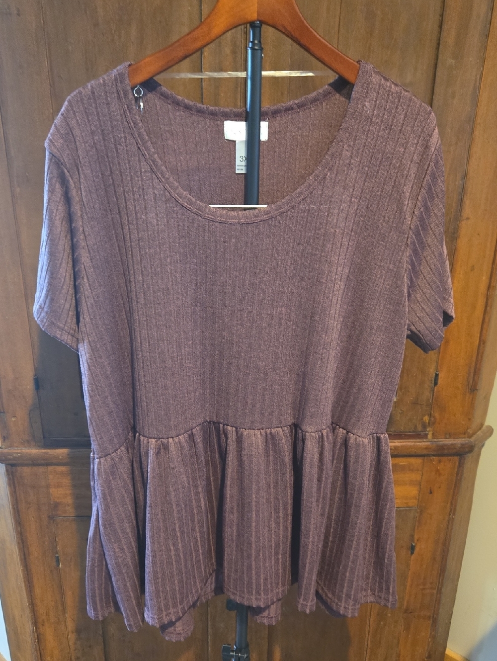 Just be Ribbed Knit Top in Mauve Plum Heather